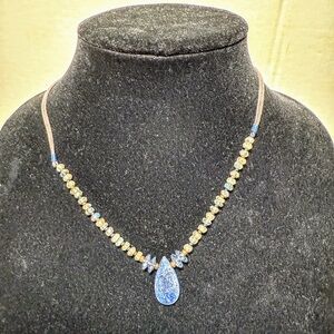 Peyote Bird Necklace 18in Artisan Genuine Stone Sterling Silver Leather Cord